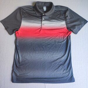 PGA Tour Golf shirt men's size M or L grey with multi-colour design stripes